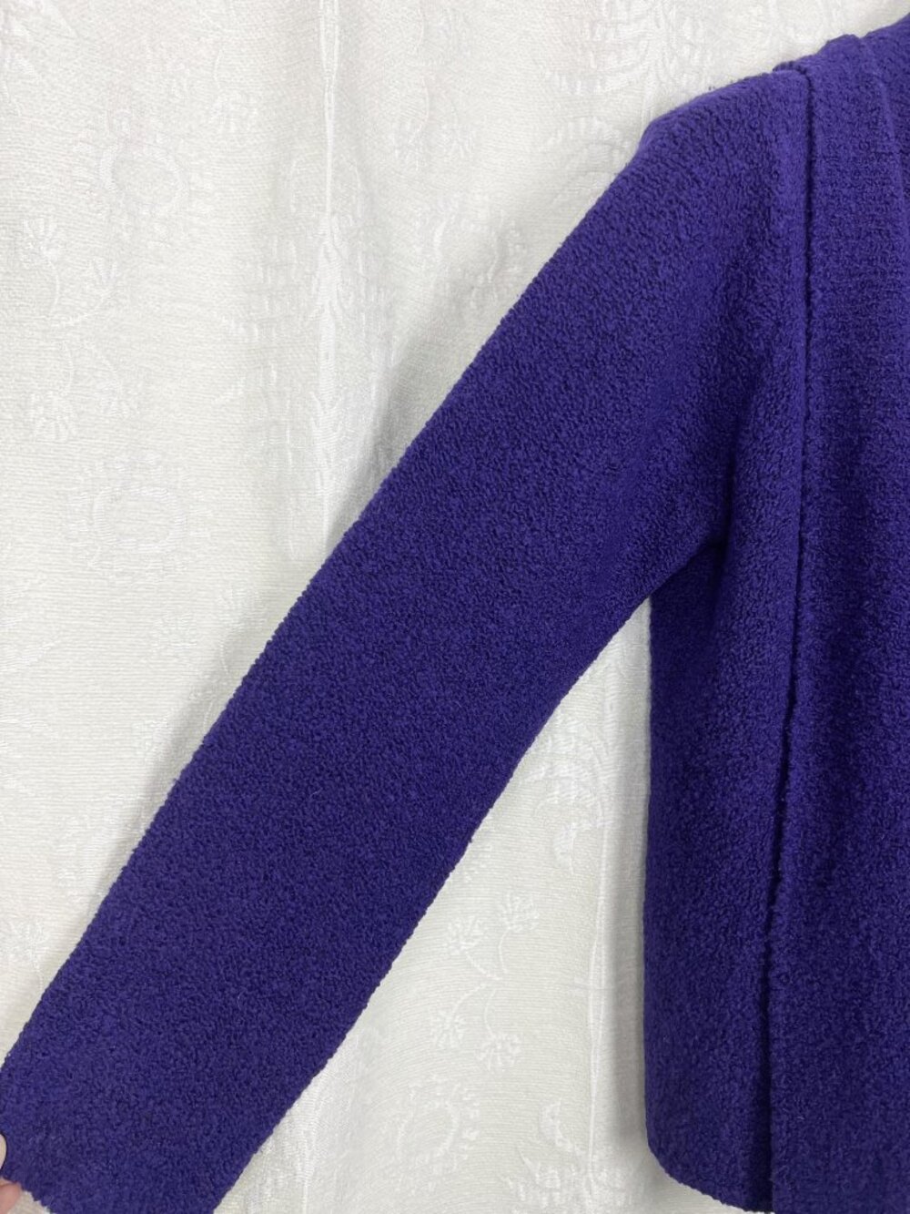 Eileen Fisher merino wool cashmere blend purple boucle knit cardigan sweater L - Picture 2 of 6